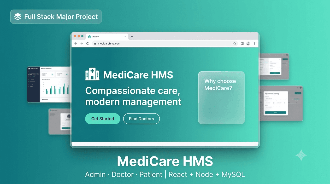 MediCare HMS — Full Stack Hospital Management System (React + Node + MySQL)