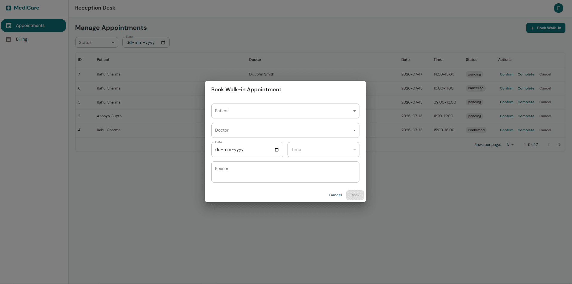 MediCare HMS — Full Stack Hospital Management System (React + Node + MySQL) screenshot 7